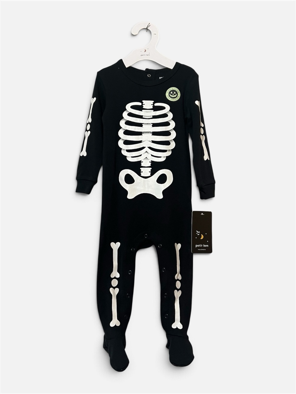 Petit Lem Skeleton Glow in the Dark Halloween Sleeper Costume 12M NWT